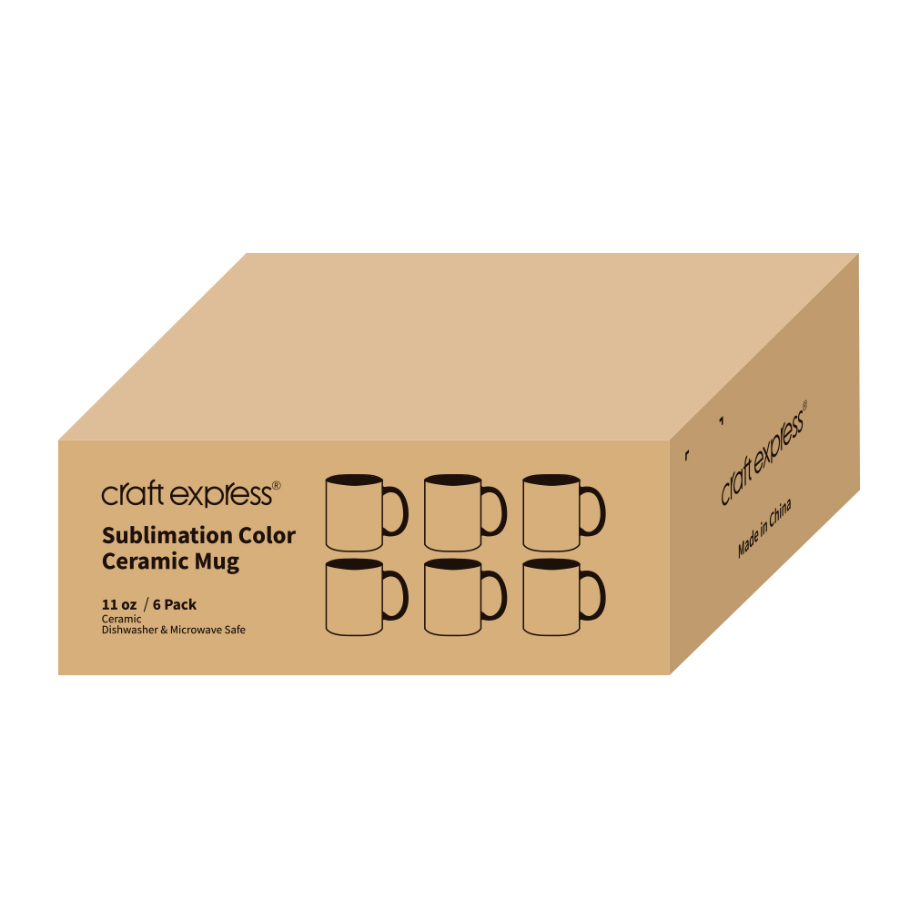 Sublimation Inner/Handle Color Mug Blank, Black - 11 oz/330 ml (6 Pack)