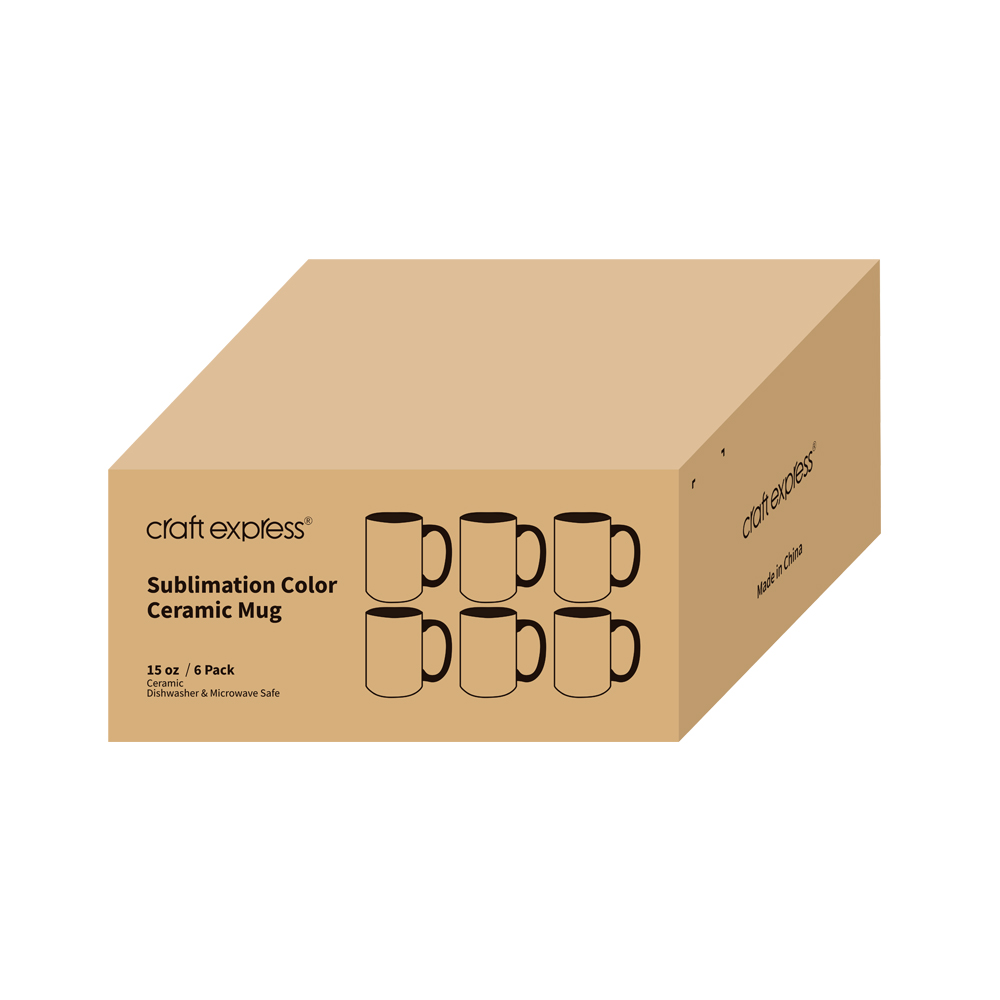 Sublimation Inner Rim Color Mug Blank, Black - 15 oz/450 ml (6 Pack)