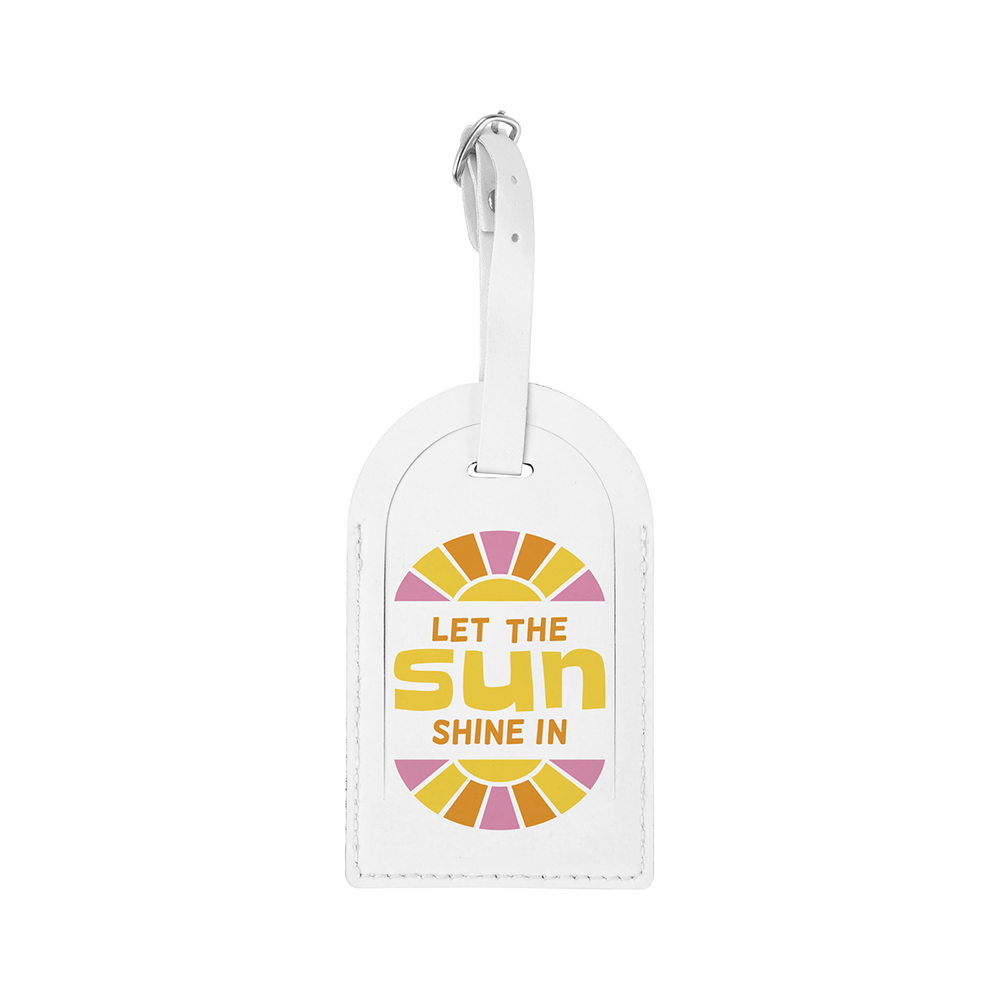 Double Side PU Leather Luggage Tag, 4 pack, 4.5 x 2.7'' - White, Arcuation Shape