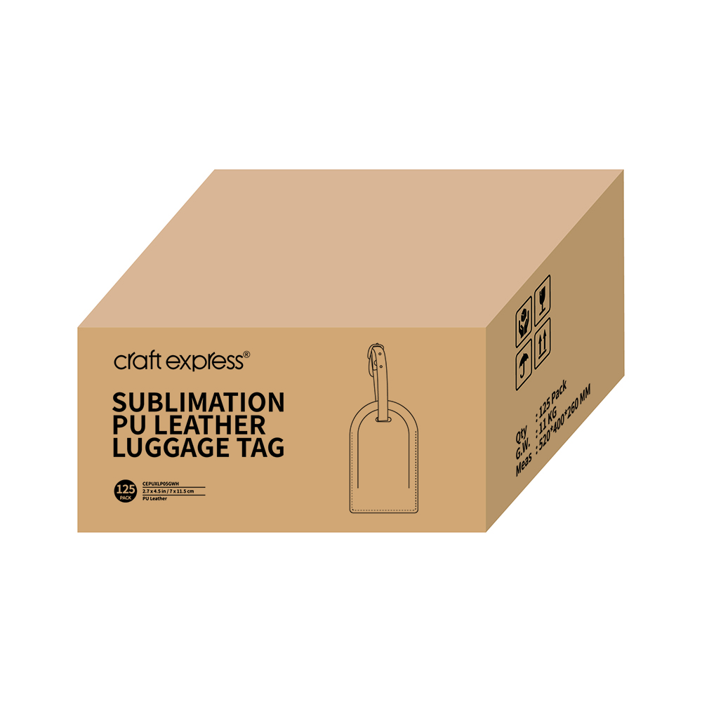 Double Side PU Leather Luggage Tag, 4 pack, 4.5 x 2.7'' - White, Arcuation Shape