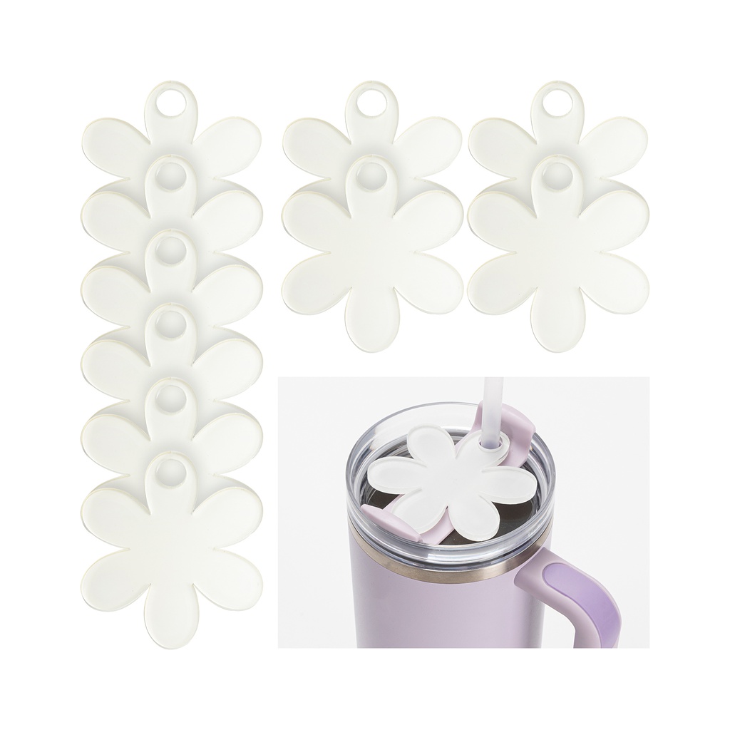 Craft Express Sublimation Flower Shape Acrylic Name Tag for 40oz Tumblers Straw Lid, 10 Pack
